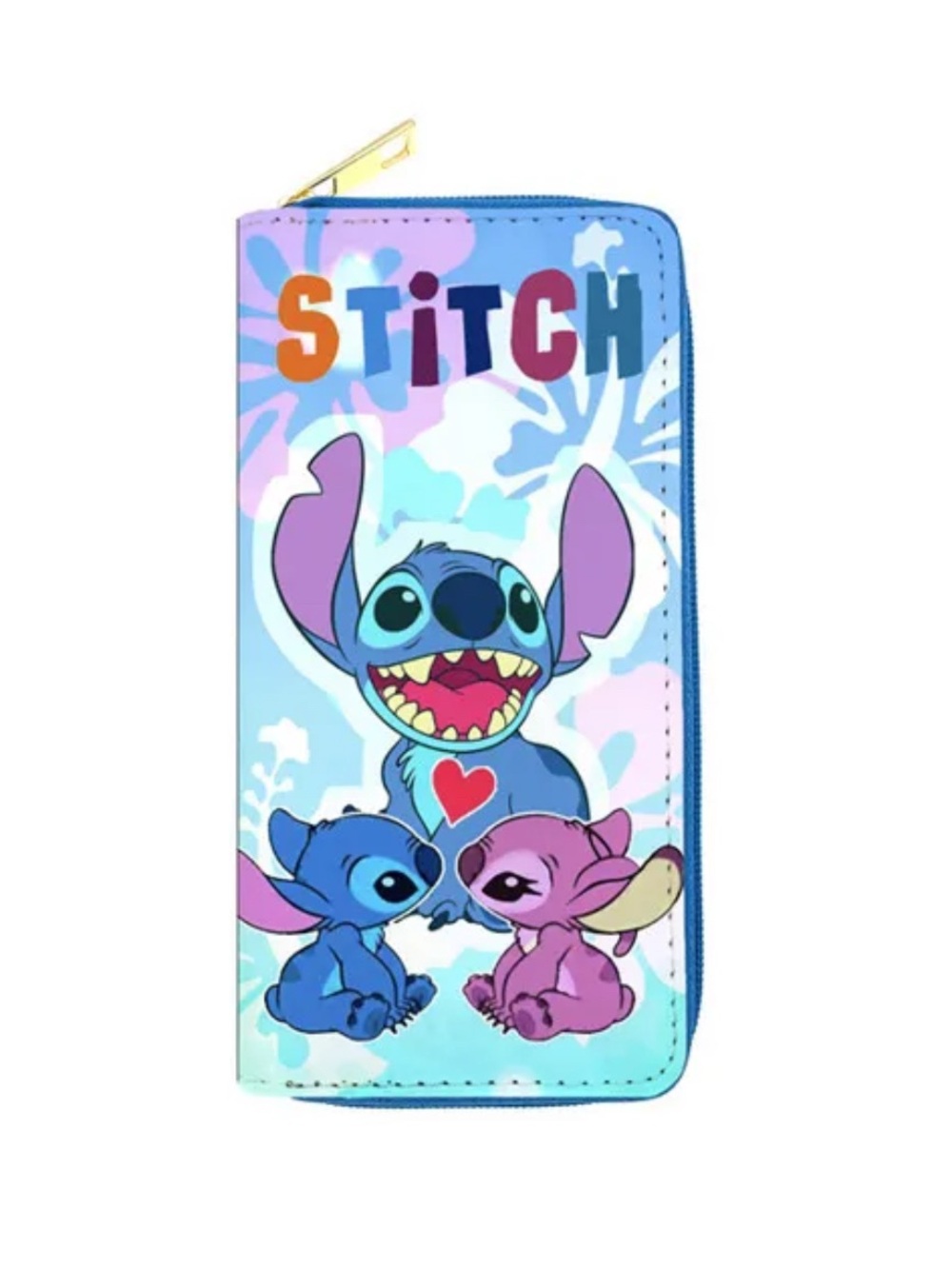 Disney Stitch Character Zip Wallet in Blue, Purple & Pink